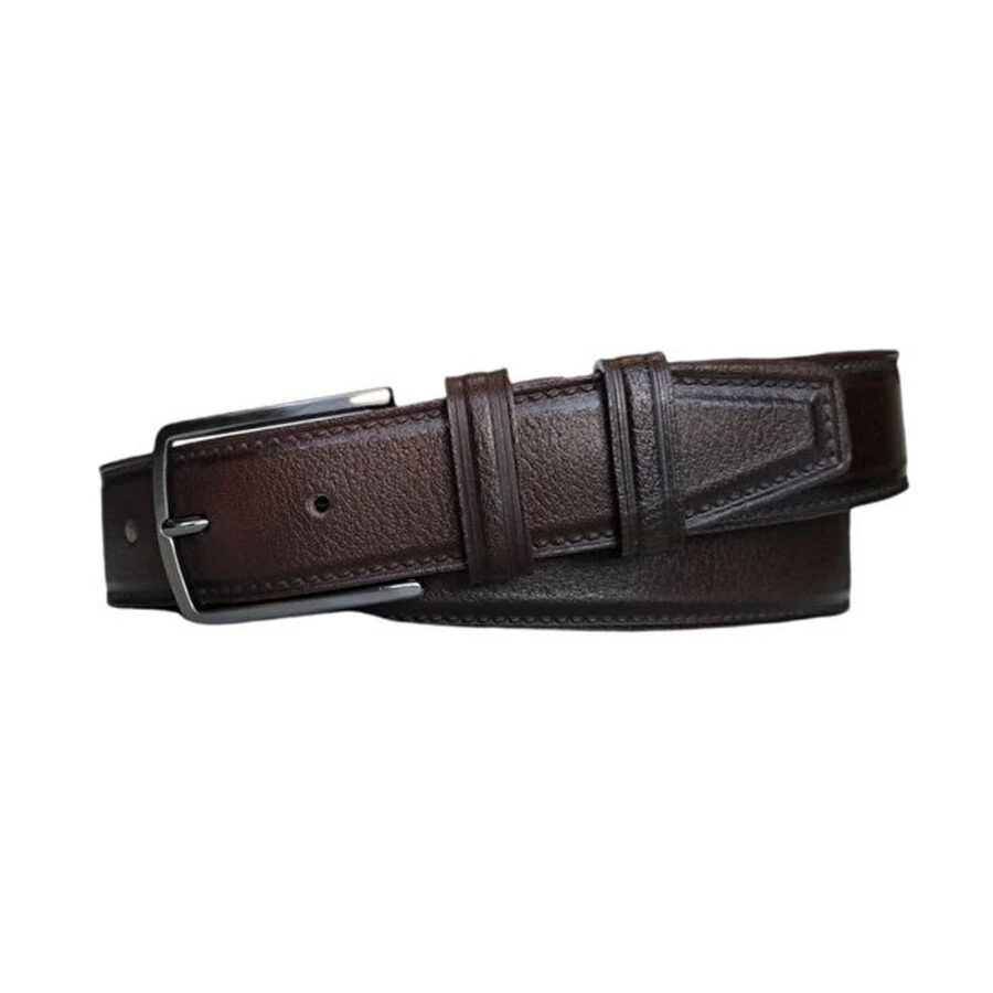 gents belt dark brown stitched calf leather KARPHBCV00001CXRA3 1