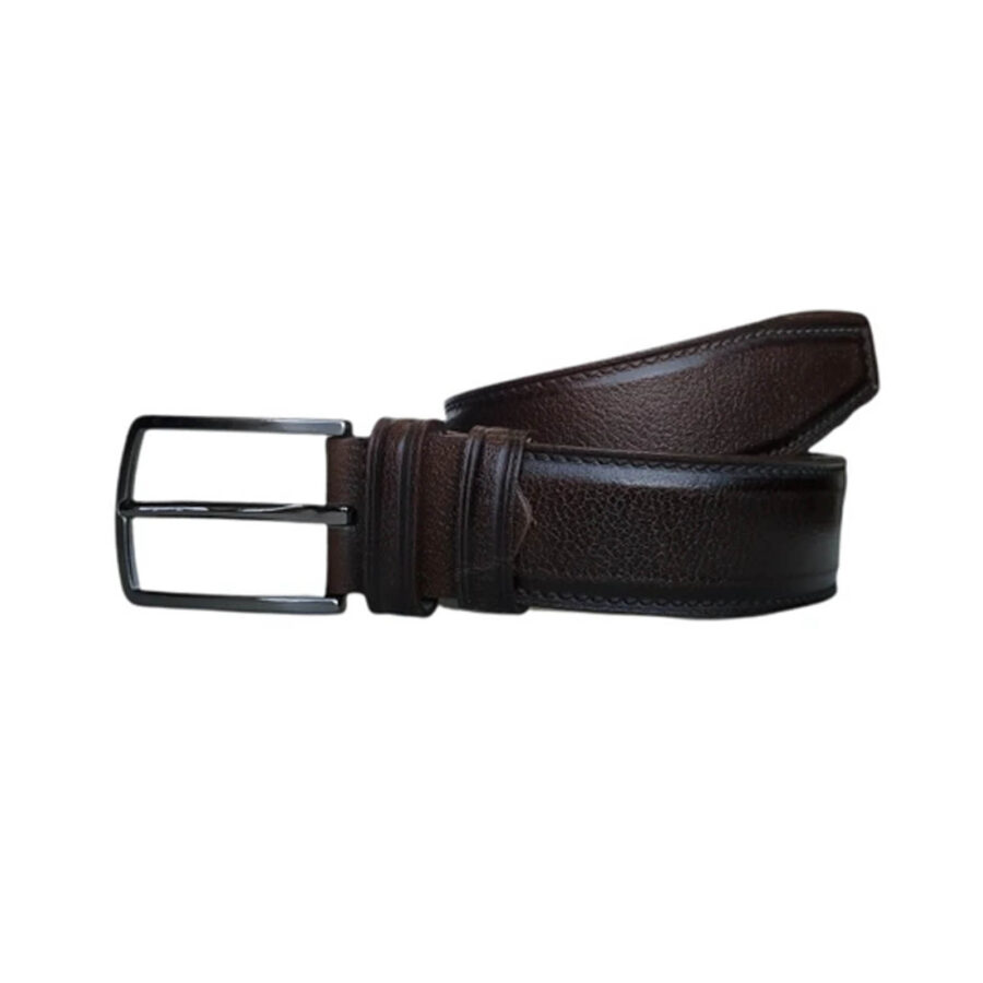 gents belt dark brown stitched calf leather KARPHBCV00001CXRA3 2