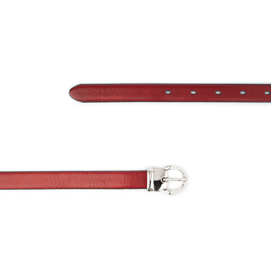 ladies belt burgundy red calf leather silver buckle 2 0 cm 2