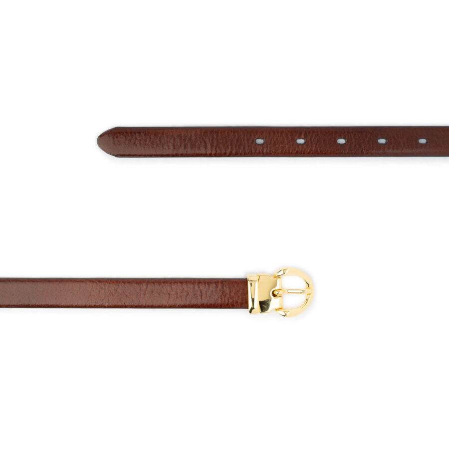 ladies cognac belt with gold buckle real leather 2 0 cm 2