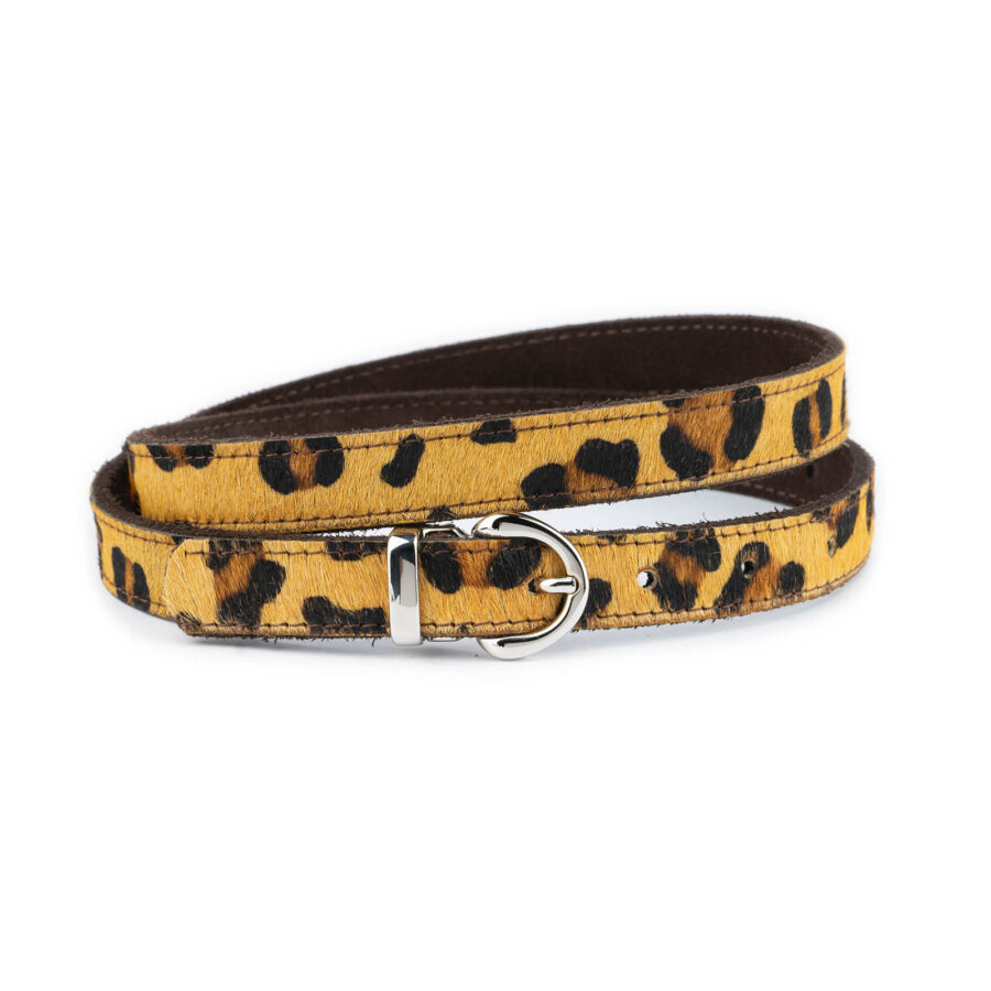 leopard calf hair belt for women silver buckle 2 0 cm 1 LEOHAI20SILPET