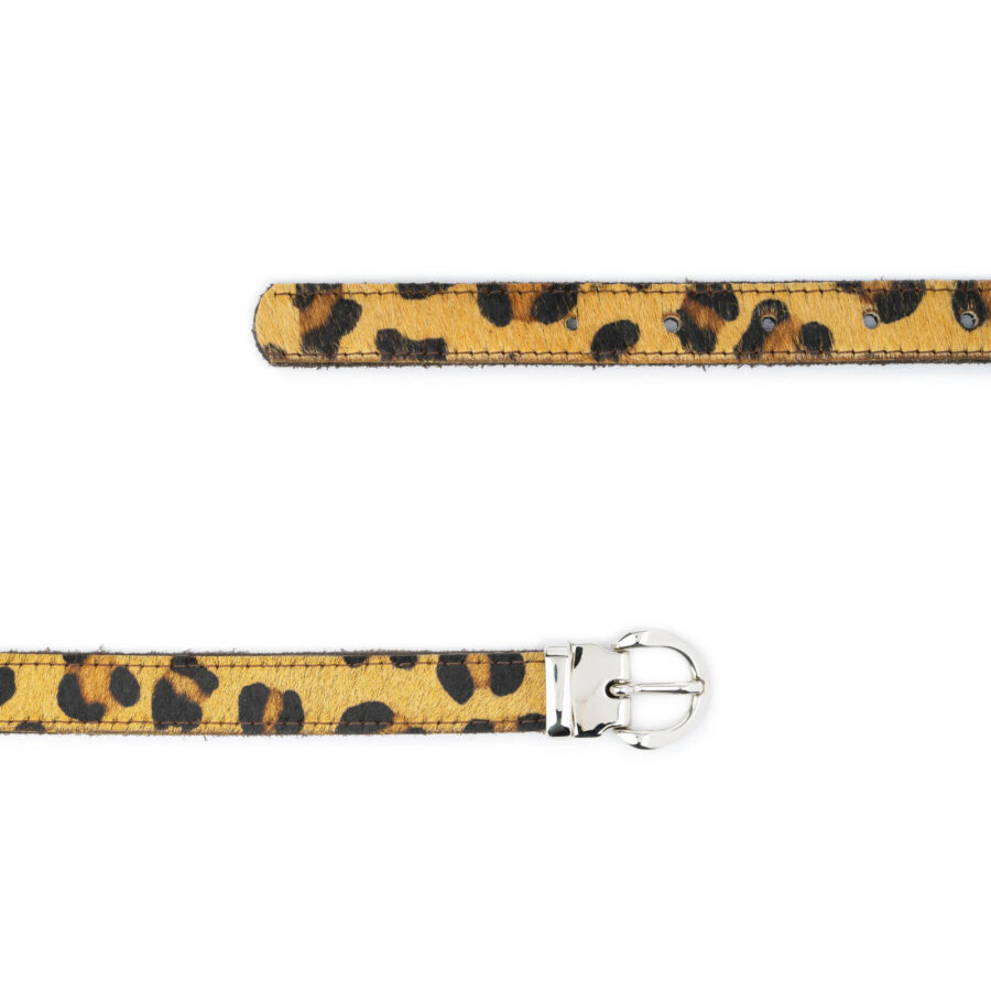 leopard calf hair belt for women silver buckle 2 0 cm 2