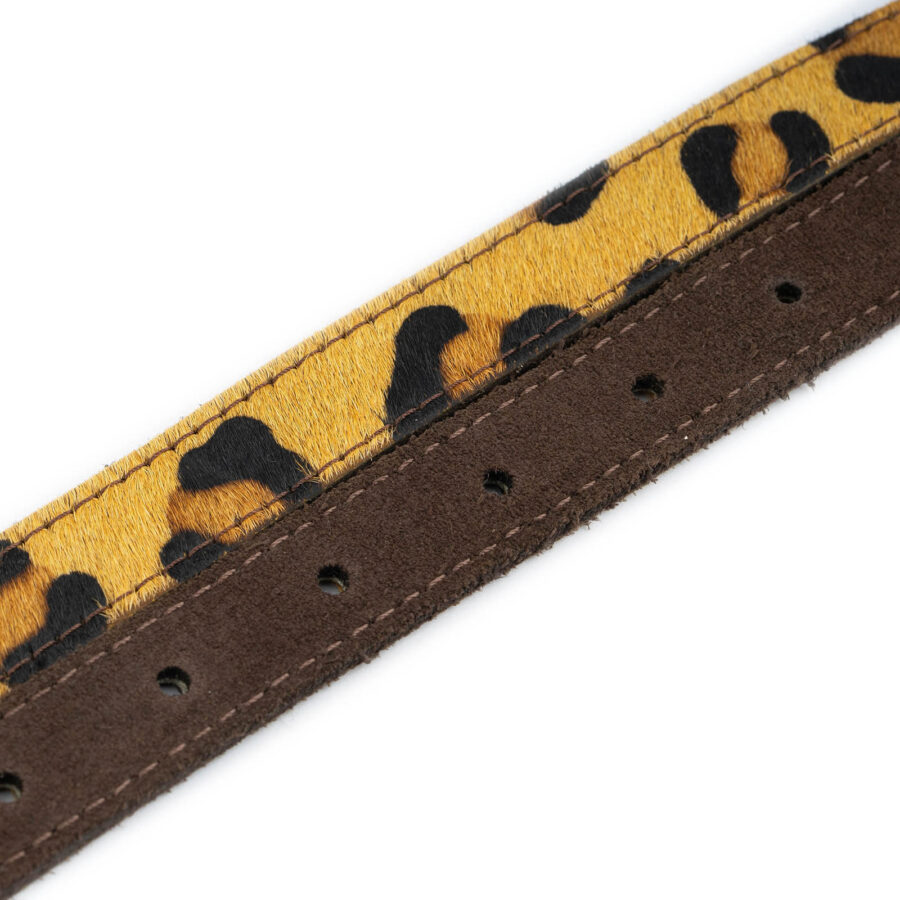 leopard calf hair belt for women silver buckle 2 0 cm 3