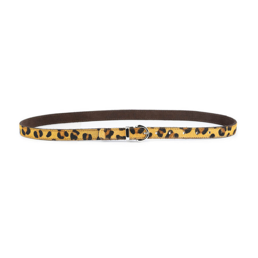leopard calf hair belt for women silver buckle 2 0 cm 4