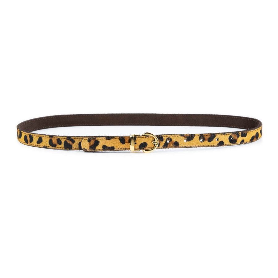 leopard calf hair belt womens buckle gold 2 0 cm 3