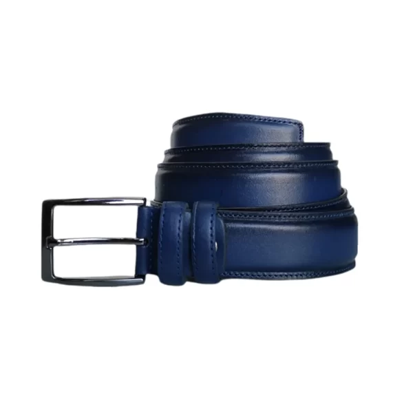 quality blue mens belt stitched feather edge calfskin KARPHBCV00001CXQY4 01