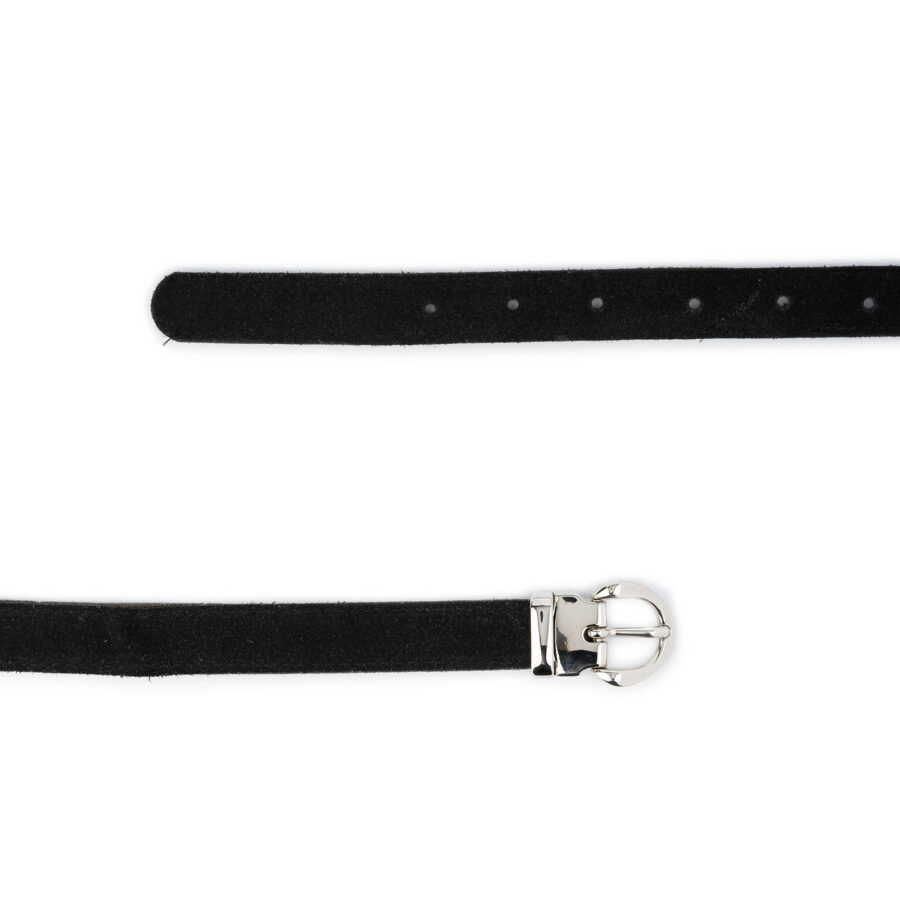 stylish womens belt black suede leather silver buckle 2 0 cm 2