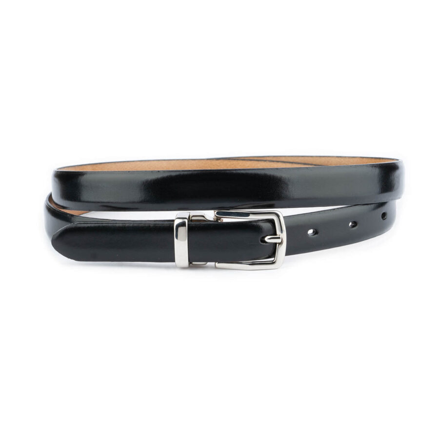 thin black belt with silver buckle rectangle genuine leather 2 0 cm 1 BLASMO2001RECAML