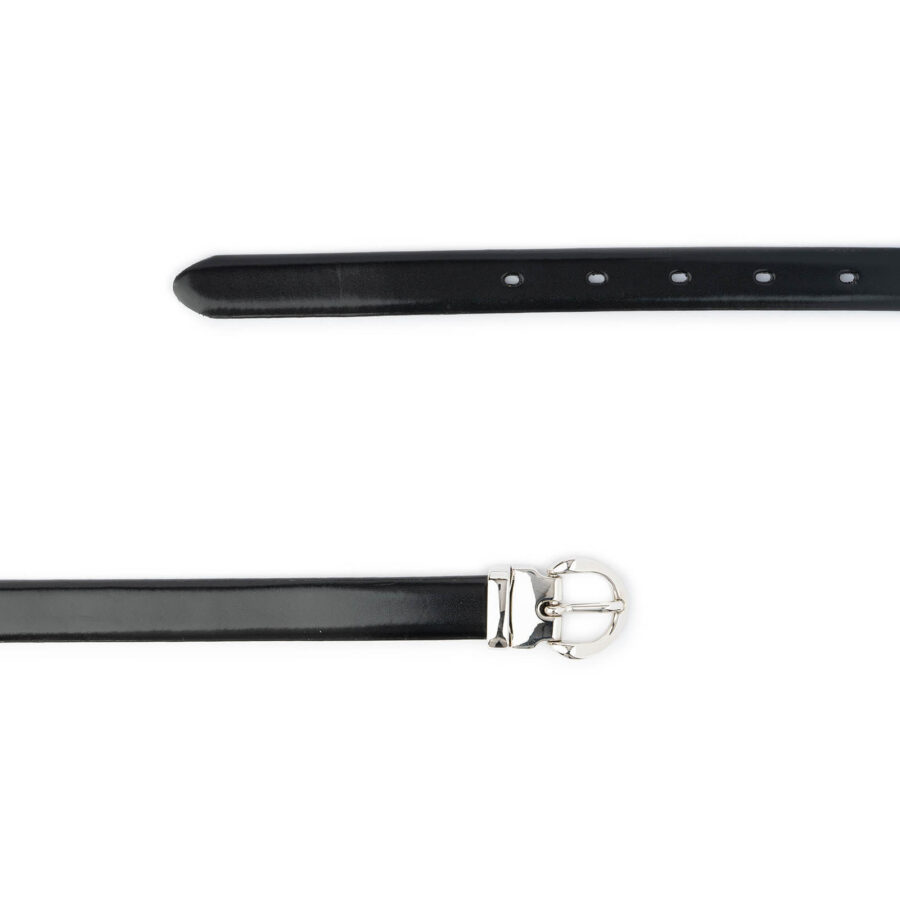 womens classic leather belt black silver buckle 2 0 cm 2