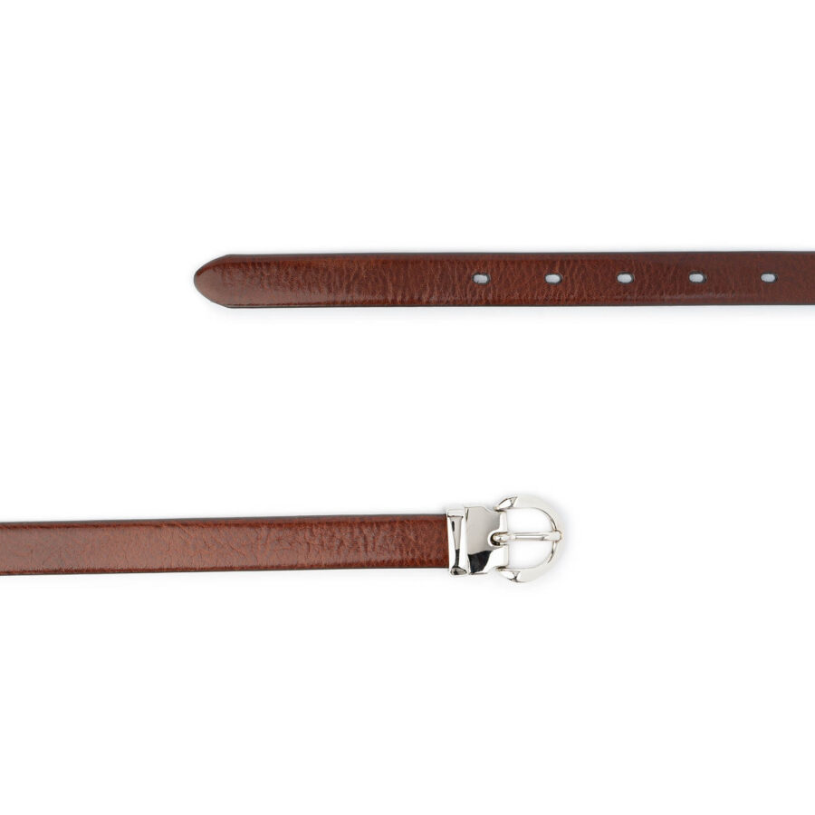 womens classic leather belt cognac silver buckle 2 0 cm 2