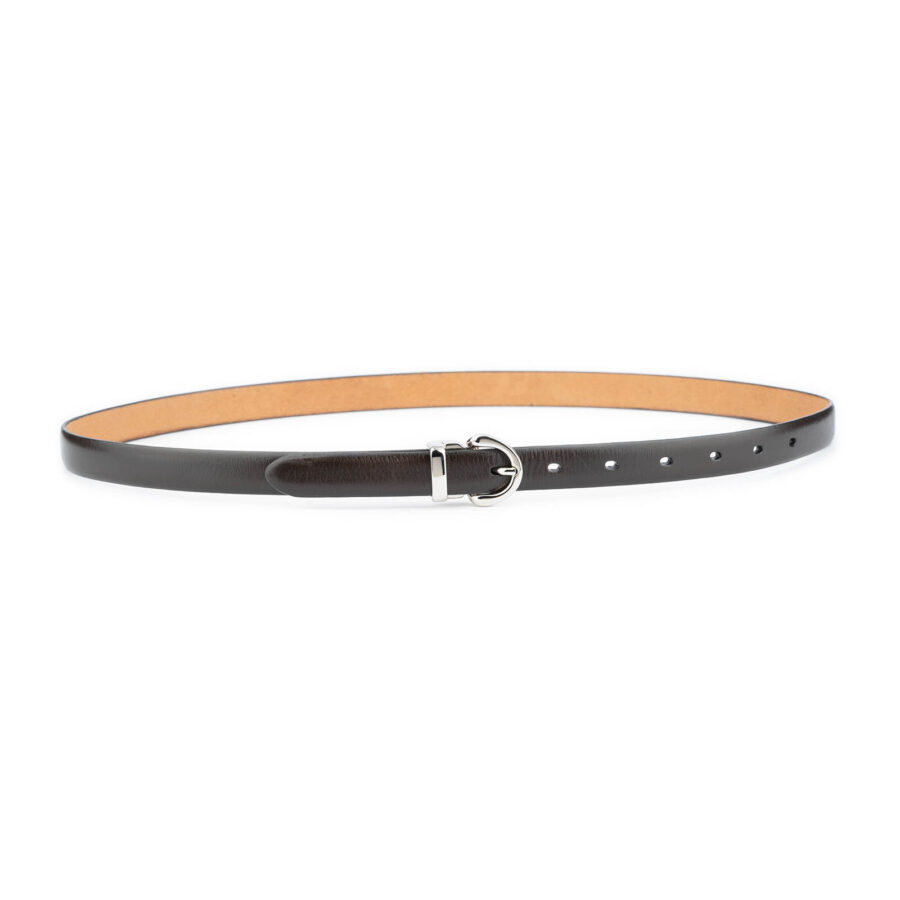 womens classic leather belt dark brown silver buckle 2 0 cm 3