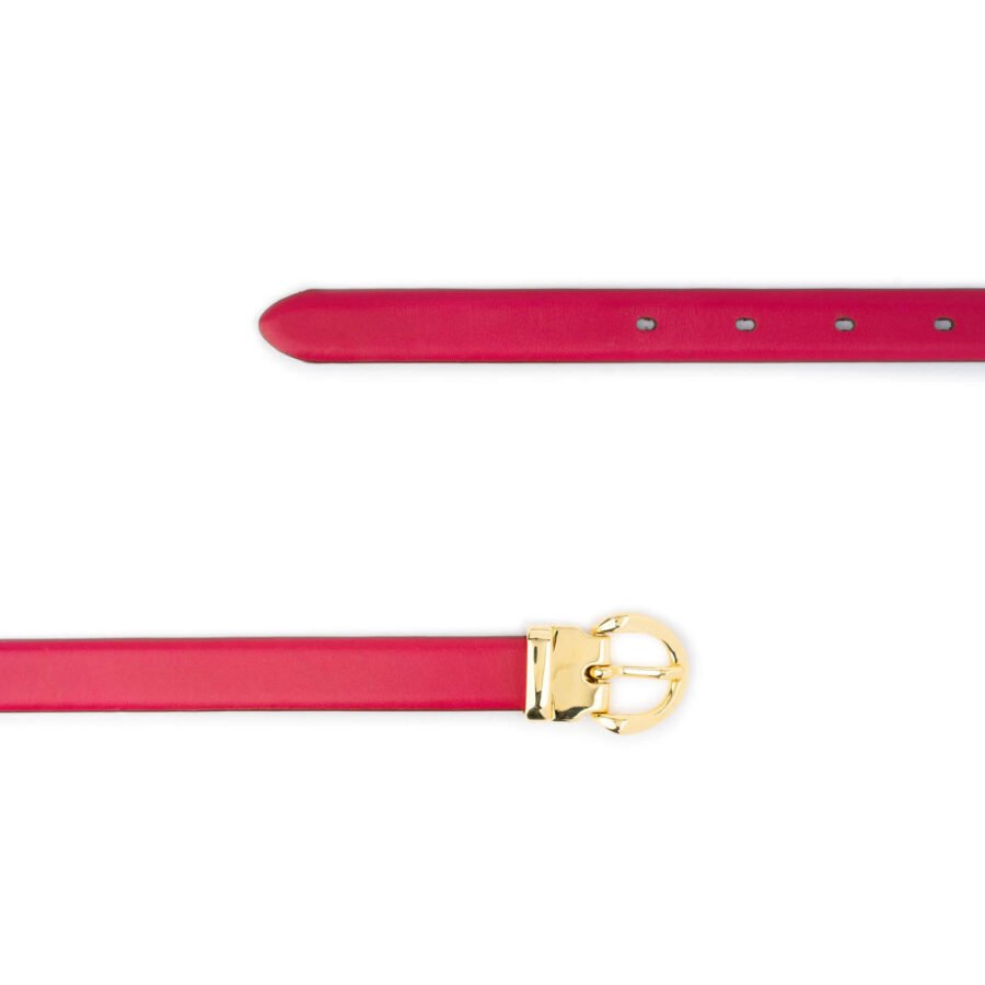 womens pink belt with gold buckle elegant thin leather 2