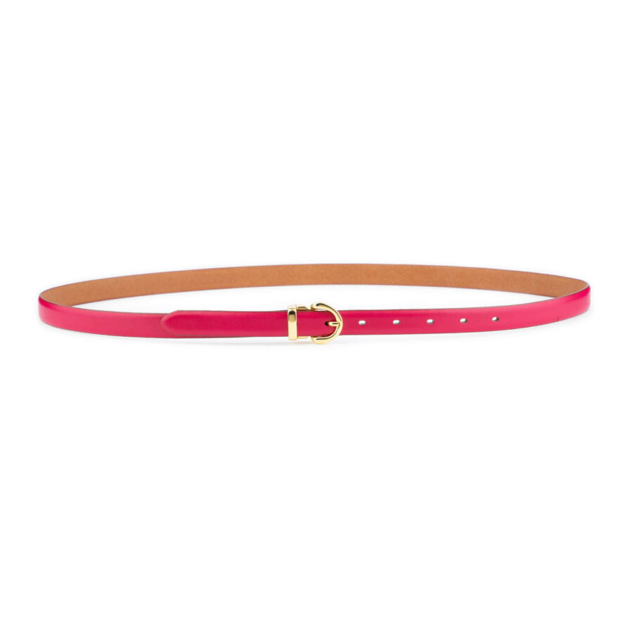 womens pink belt with gold buckle elegant thin leather 3