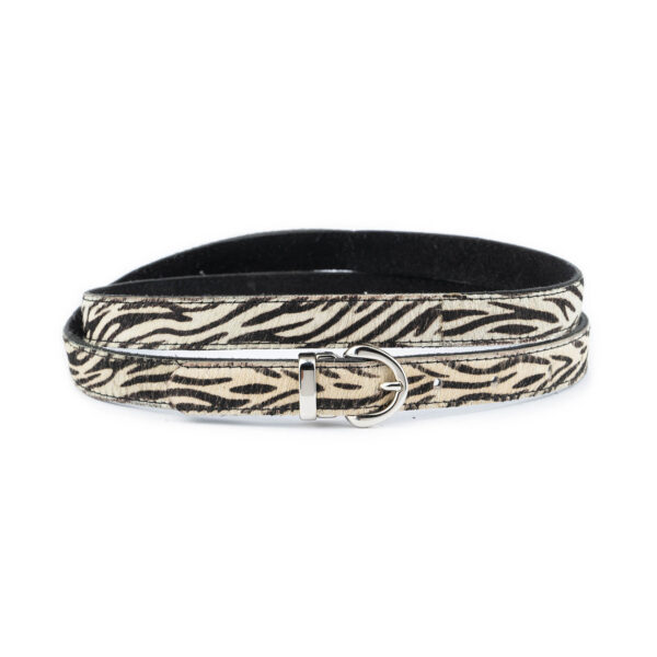 zebra print calf hair belt with silver buckle womens 2 0 cm 1 ZEBHAI20SILAML