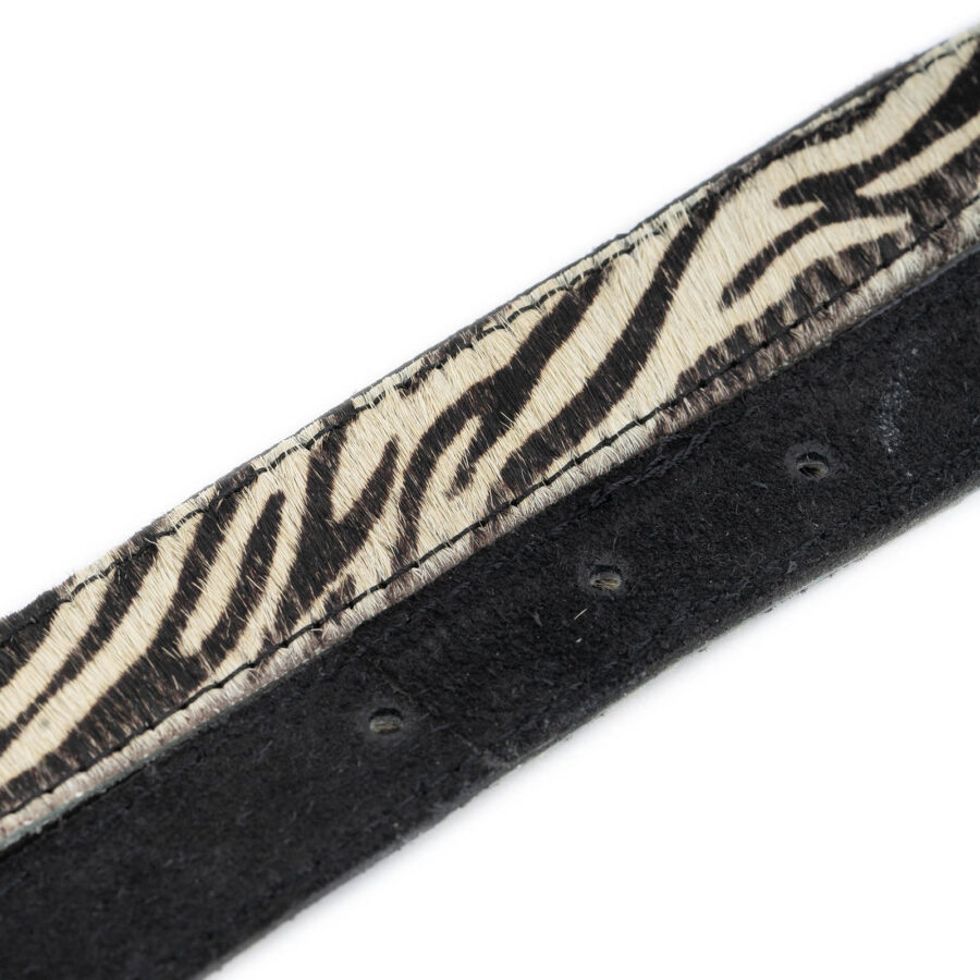 zebra print calf hair belt with silver buckle womens 2 0 cm 3