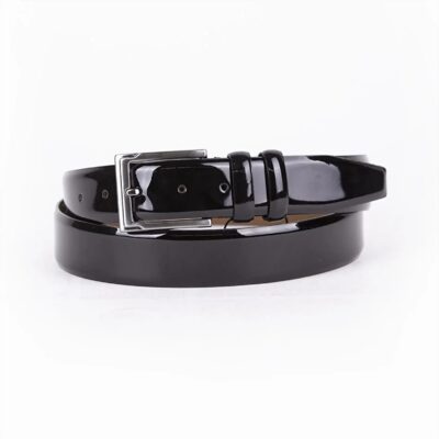 Black Mens Belt For Suit Patent Leather 3