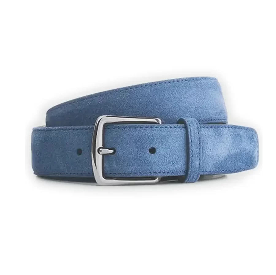 Light Blue Suede Belt High Quality Real Leather