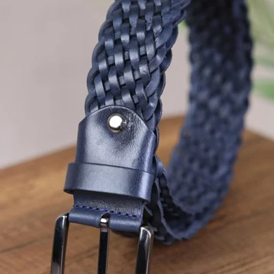 Navy Mens Braided Golf Belt 4 0 Cm Leather 2
