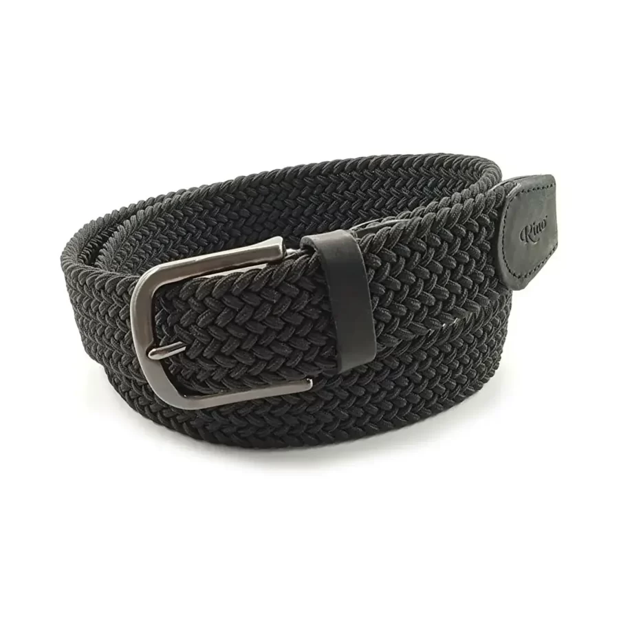 black mens stretchy belt woven cotton RIN 006318 3728 29