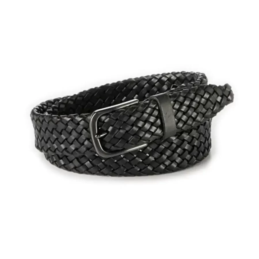 Buy Braided Gents Belt Black Genuine Leather - LeatherBeltsOnline.com