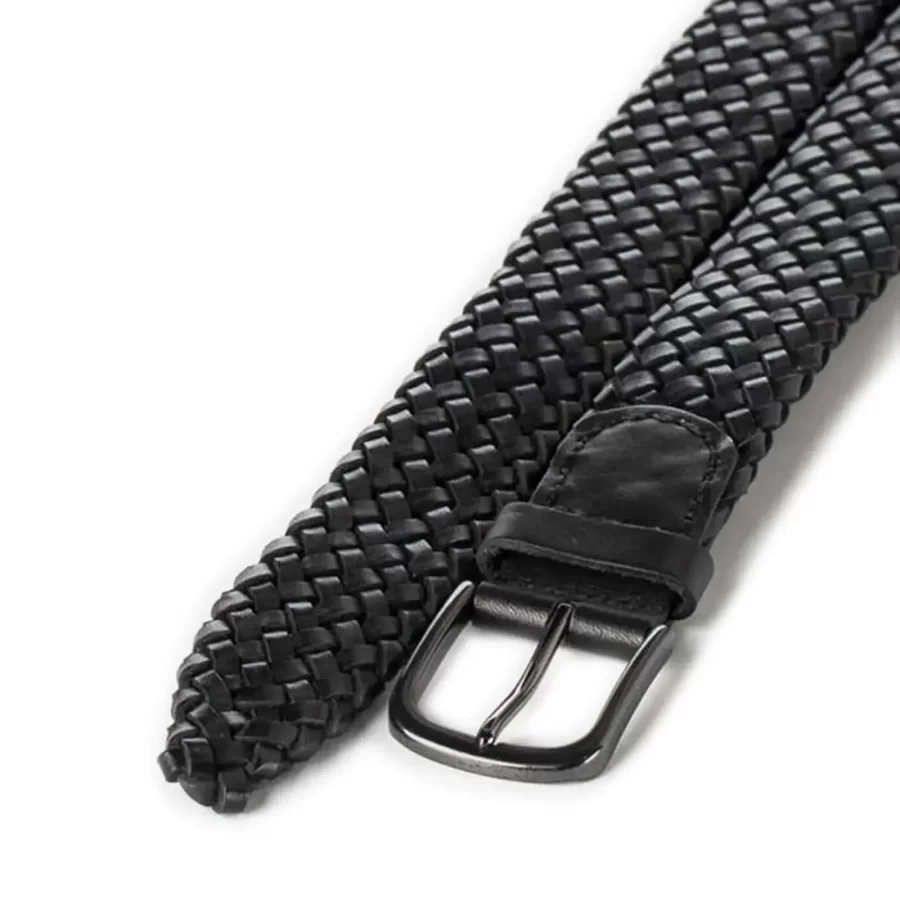 Buy Braided Gents Belt Black Genuine Leather - LeatherBeltsOnline.com