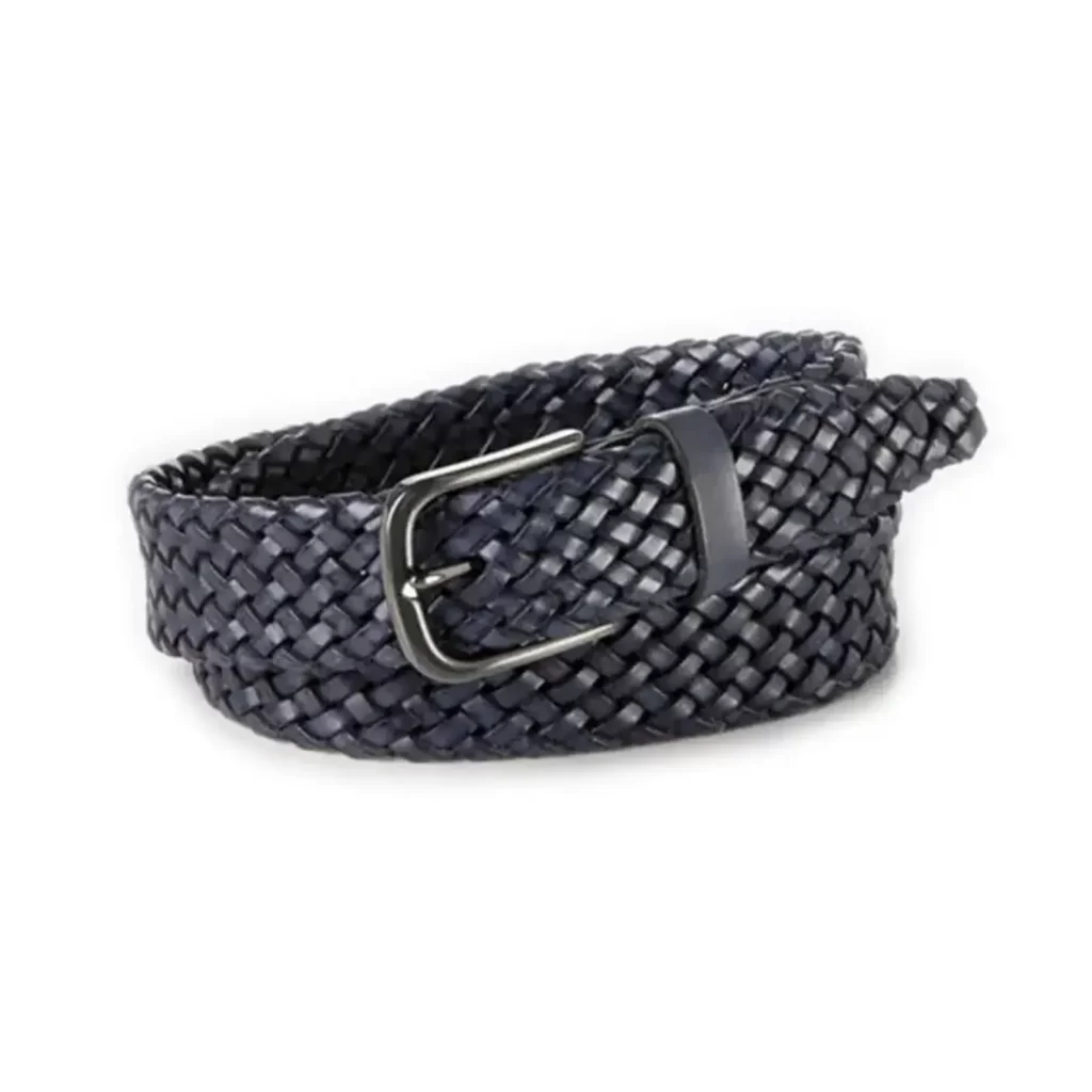 The Strat Navy Blue Leather Belt