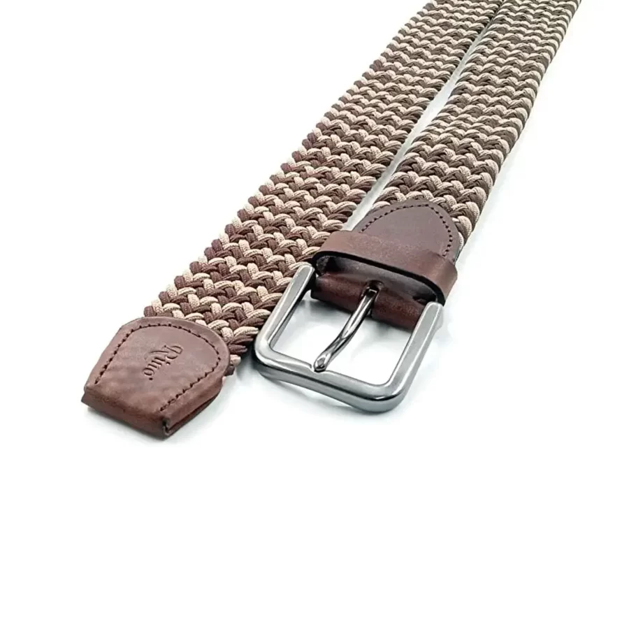 brown creme mens stretchy belt woven cotton RIN 006318 3728 10