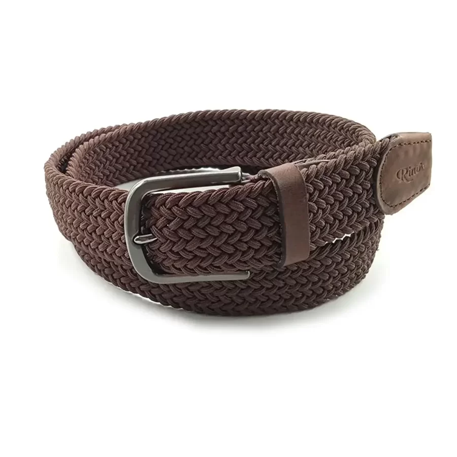 brown mens stretchy belt woven cotton RIN 006318 3728 19