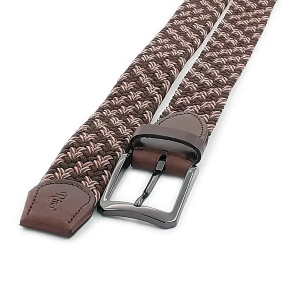 brown mens stretchy belt woven cotton RIN 006318 K138 16