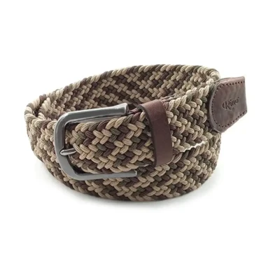 brown olive green beige mens stretchy belt woven cotton RIN 006318 3728 13