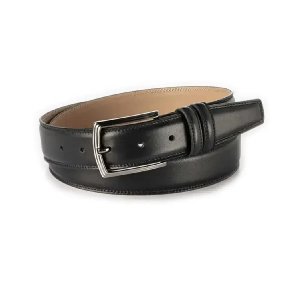 Buy Formal Gents Leather Belt Black Stitched - LeatherBeltsOnline.com