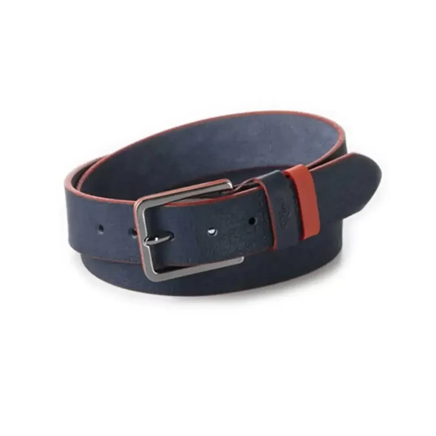 gents belt blue red edges cowhide leather RIN 360840 203 21 3608 30 0121 1