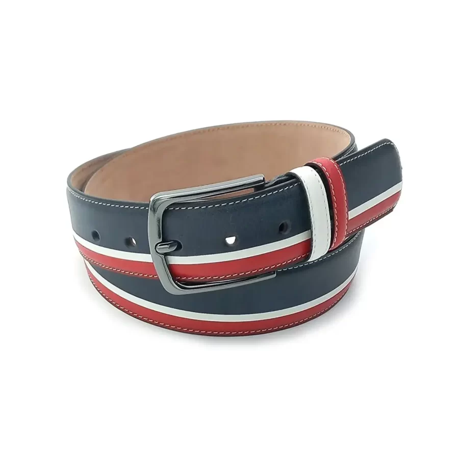 Buy Gents Belt Blue White Red Leather - LeatherBeltsOnline.com