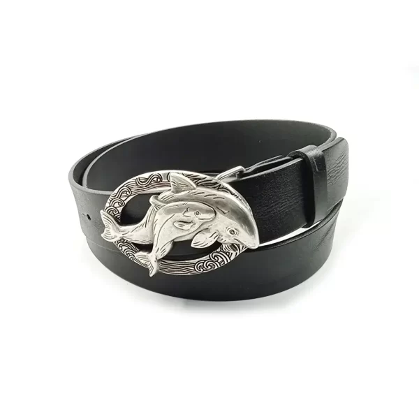 gents belt for jeans black real leather dolphins buckle RIN 005107 205 01 9003 15 01 1