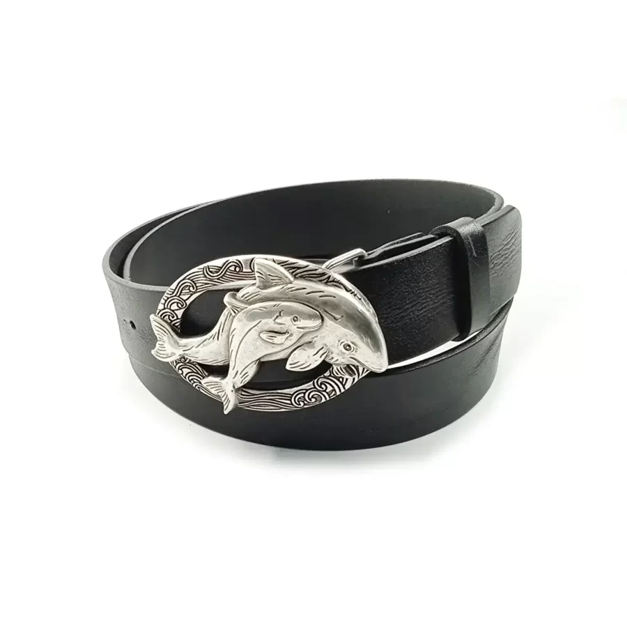 gents belt for jeans black real leather dolphins buckle RIN 005107 205 01 9003 15 01 1