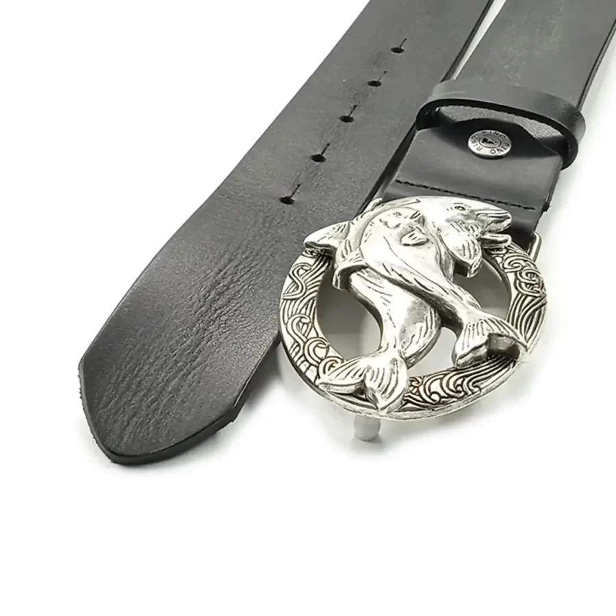 gents belt for jeans black real leather dolphins buckle RIN 005107 205 01 9003 15 01 2