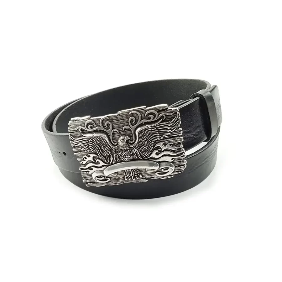 gents belt for jeans black real leather eagle buckle RIN 005107 205 01 9006 15 01 1