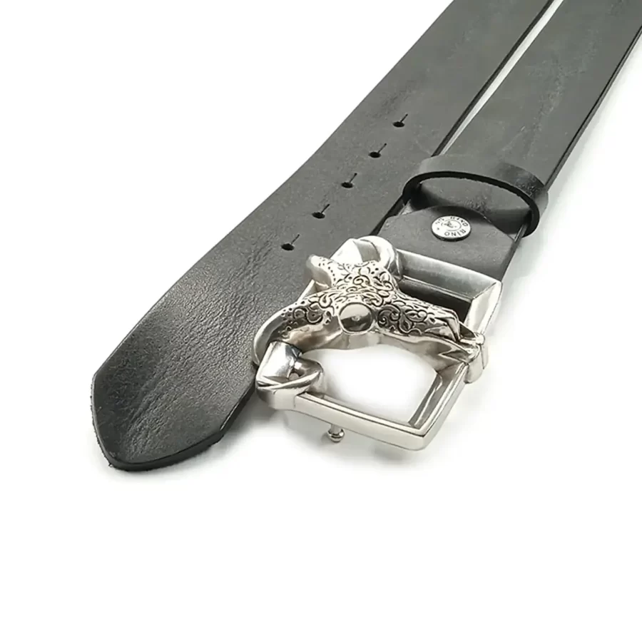gents belt for jeans black real leather ram buckle RIN 005107 205 01 9010 15 01 2