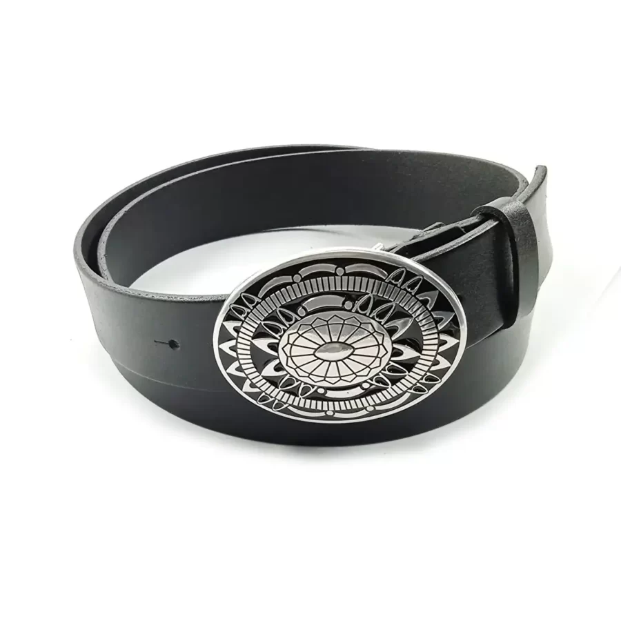 gents belt for jeans black real leather rounded buckle RIN 005107 205 01 9007 15 01 1