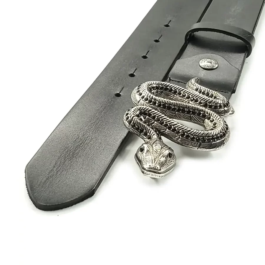 gents belt for jeans black real leather viper snake buckle RIN 005107 205 01 9011 05 01 2
