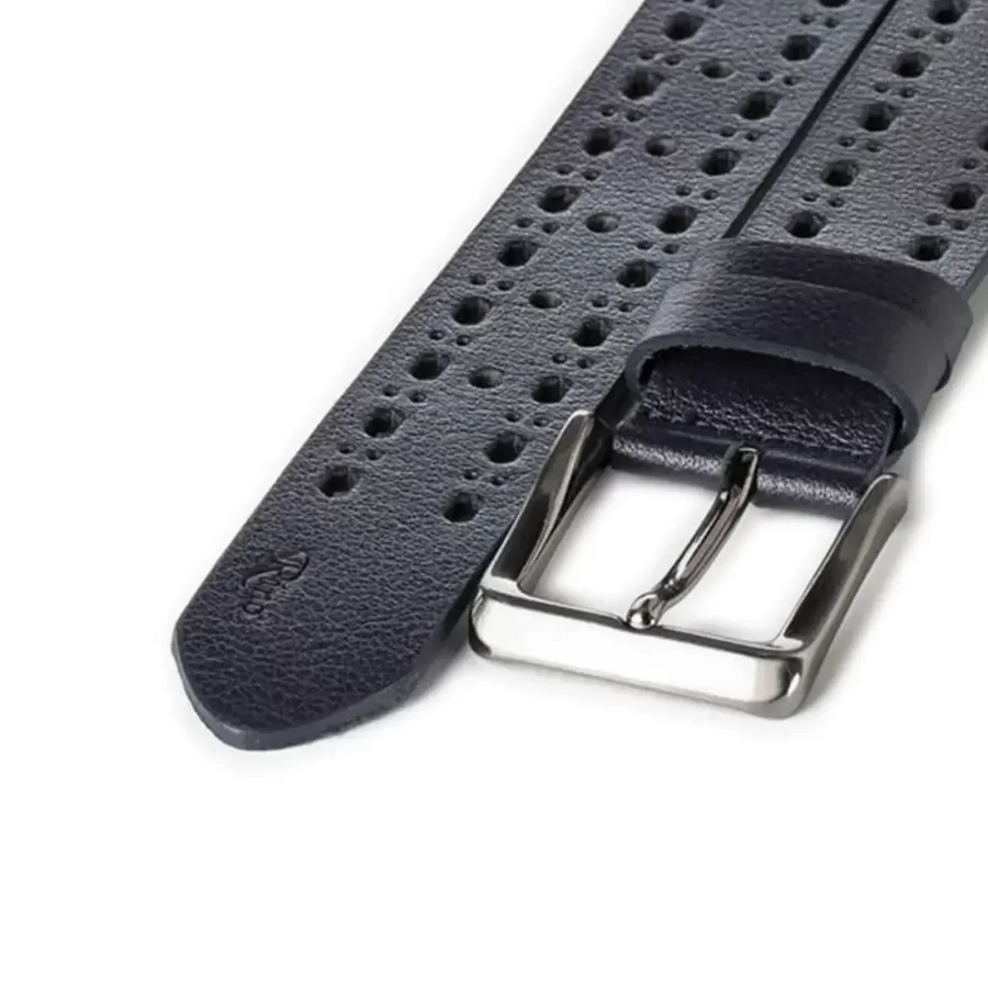 gents belt for jeans dark blue with holes calf skin RIN 010900 200 21 4119 30 0121 2