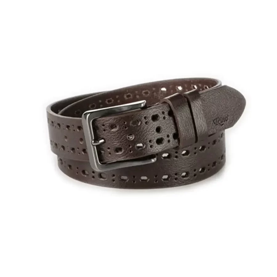 gents belt for jeans dark brown calf leather with holes RIN 010900 200 04 4119 30 0104 1