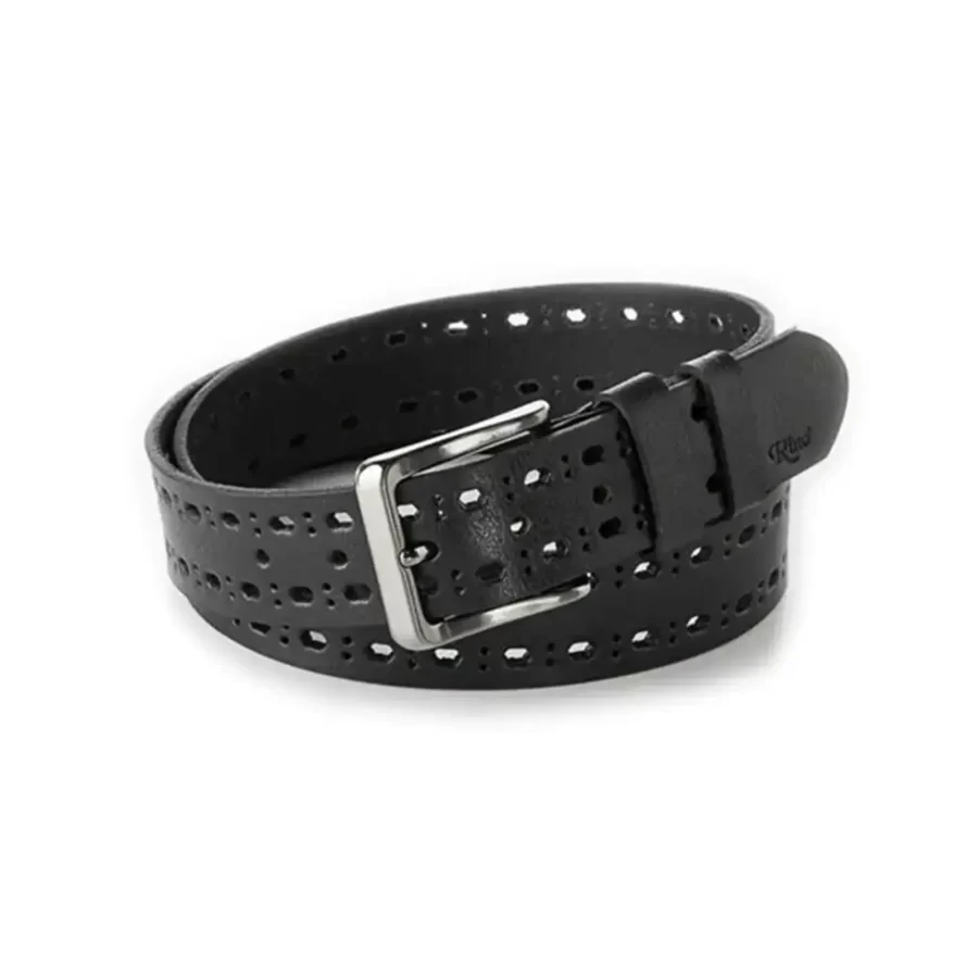 gents belt with holes black genuine leather RIN 010900 200 01 4119 30 0101 1