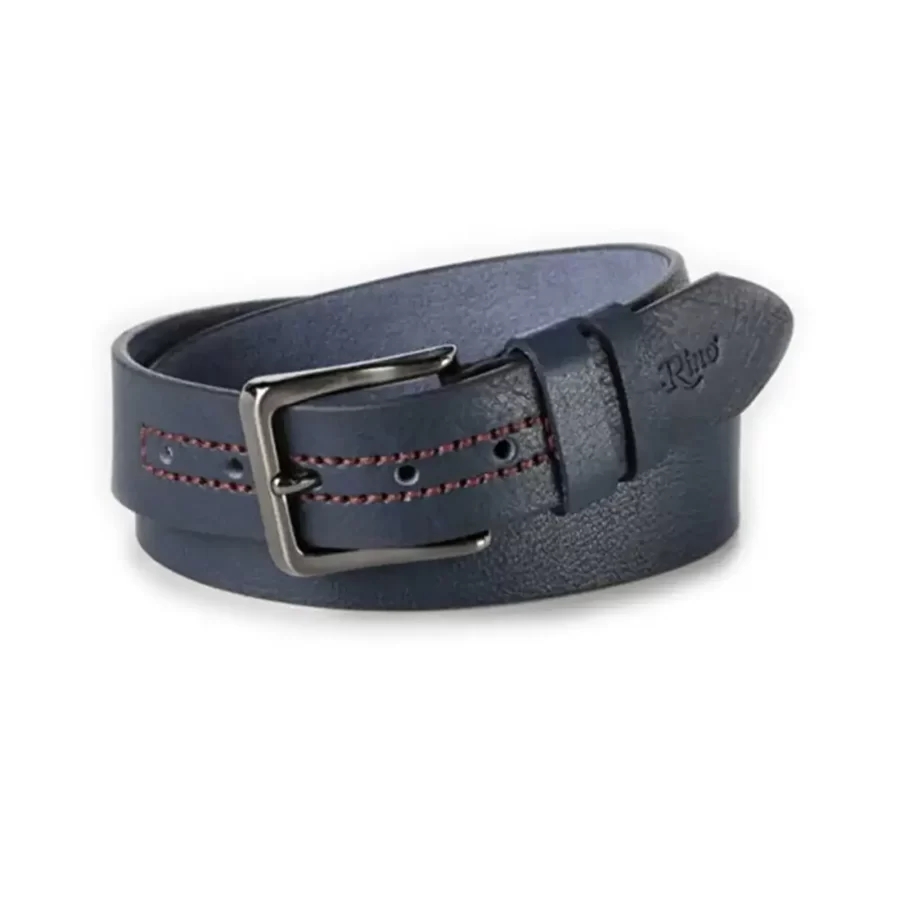 gents jeans belt navy blue leather RIN 005795 203 21 4119 30 0121 1