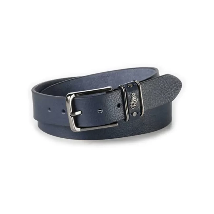 gents jeans belt navy blue leather RIN 010800 203 21 3437 30 0121 1