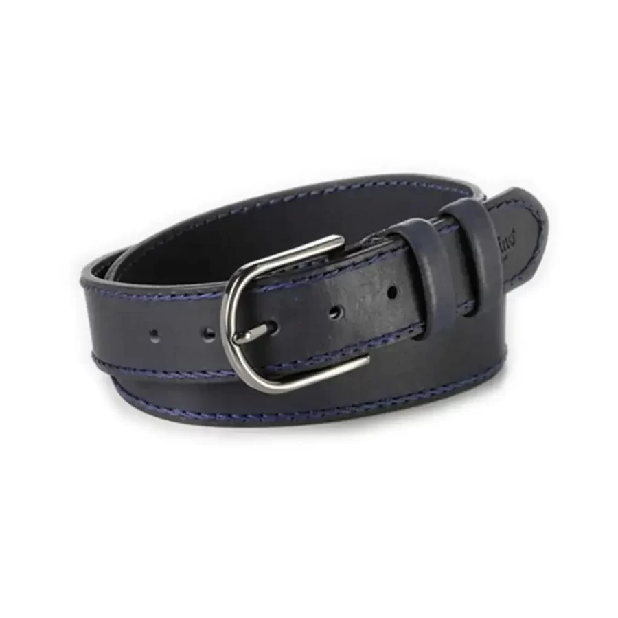 gents jeans belt navy blue leather RIN 010862 121 21 3925 30 0121 1