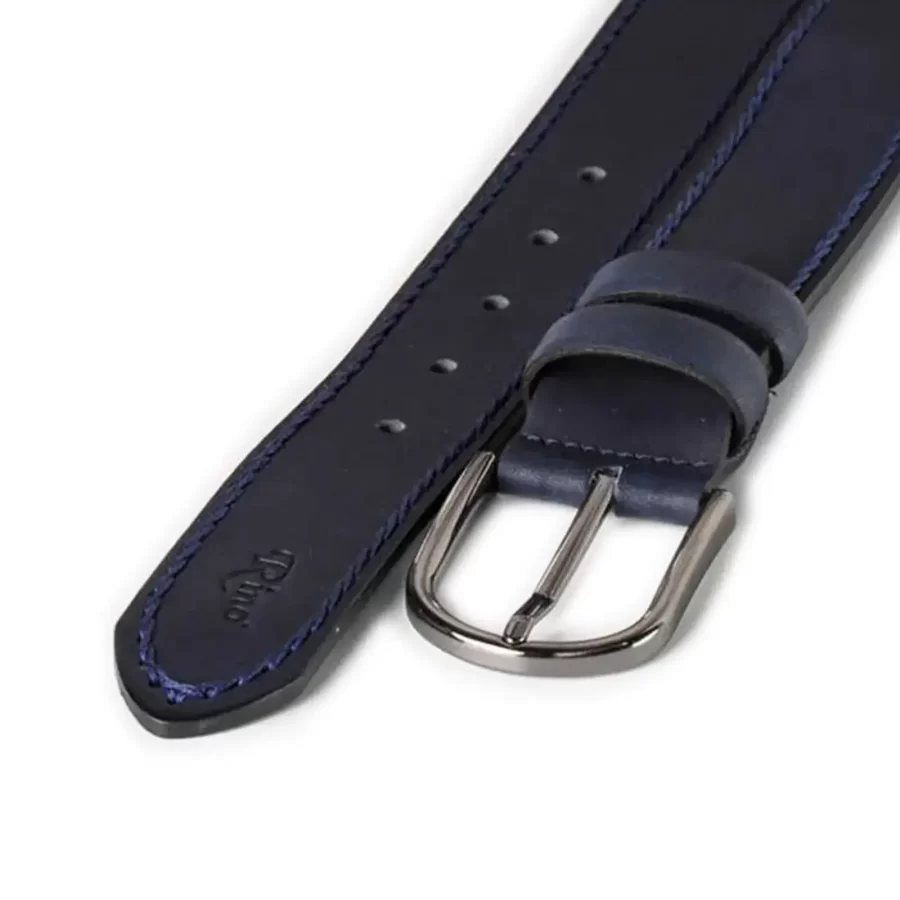 gents jeans belt navy blue leather RIN 010862 121 21 3925 30 0121 2