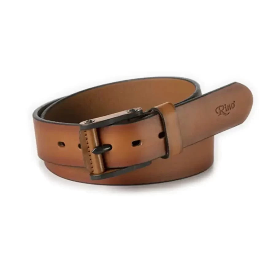 handmade belt for gents tan leather covered buckle RIN 010547 100 09 3571 21 0109 1