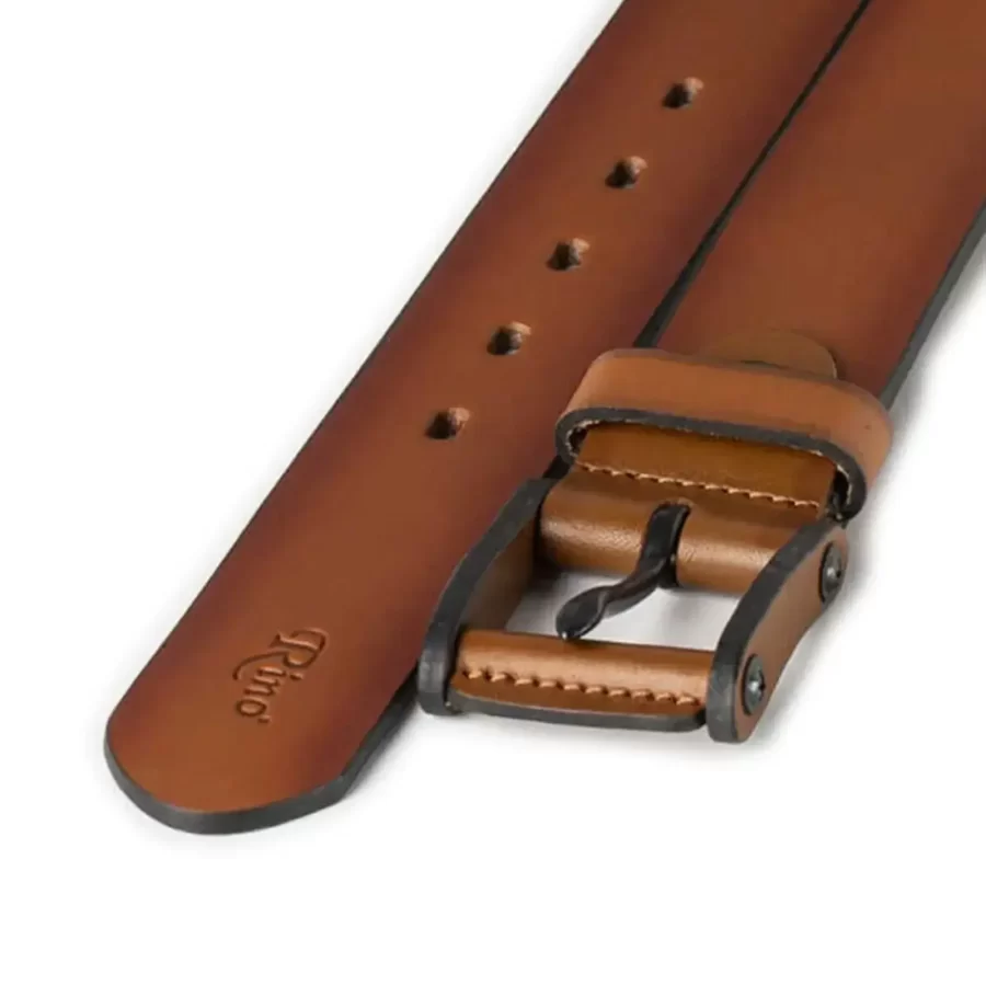 handmade belt for gents tan leather covered buckle RIN 010547 100 09 3571 21 0109 2