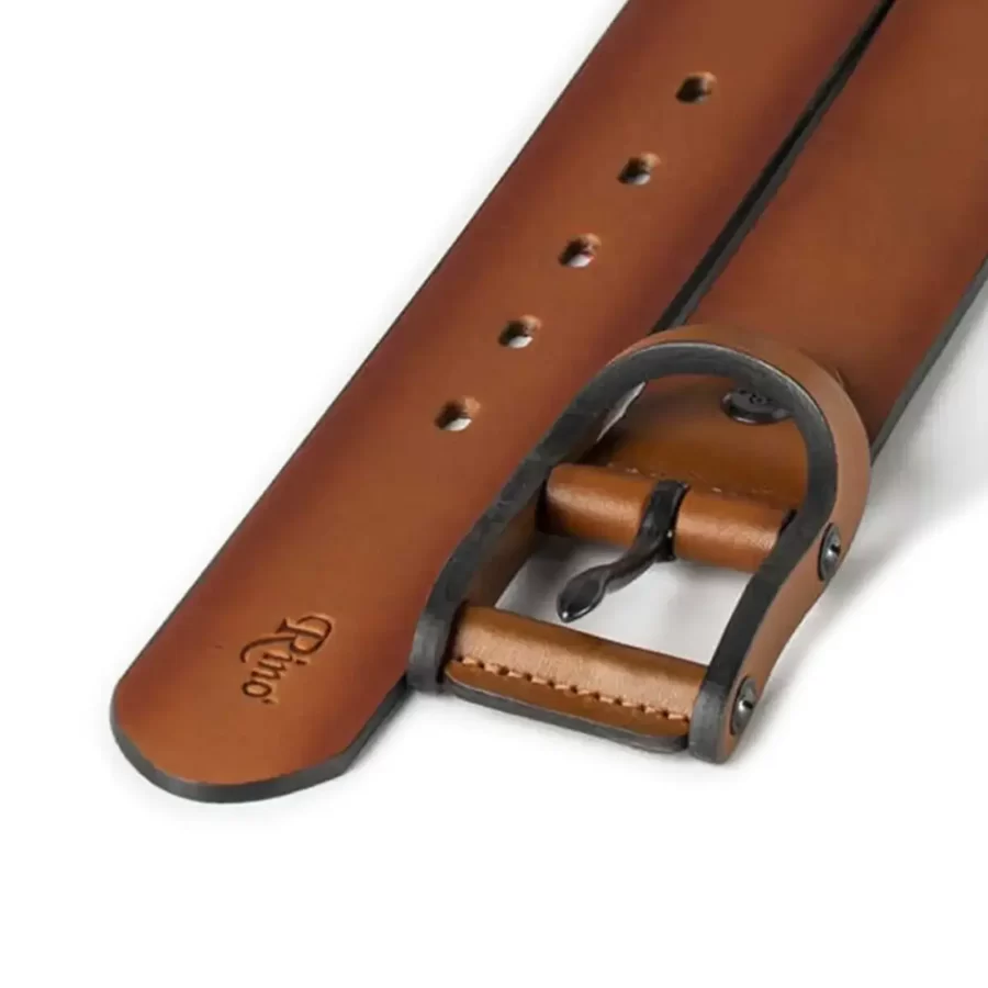 handmade belt for gents tan leather covered buckle RIN 010548 100 09 3571 21 0109 1